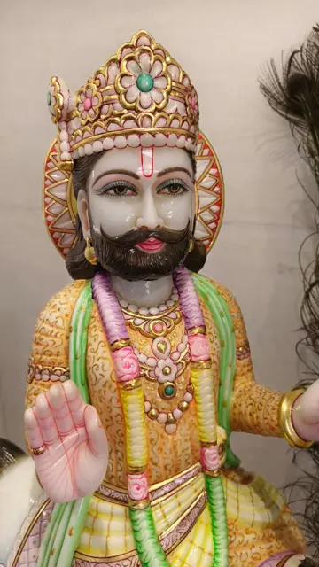 Baba Ramdev Ji face detailing - Raadhaye Arts murti painting work