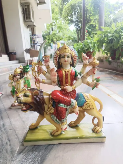 Durga Maa, gold & red detailing - Raadhaye Arts murti painting work