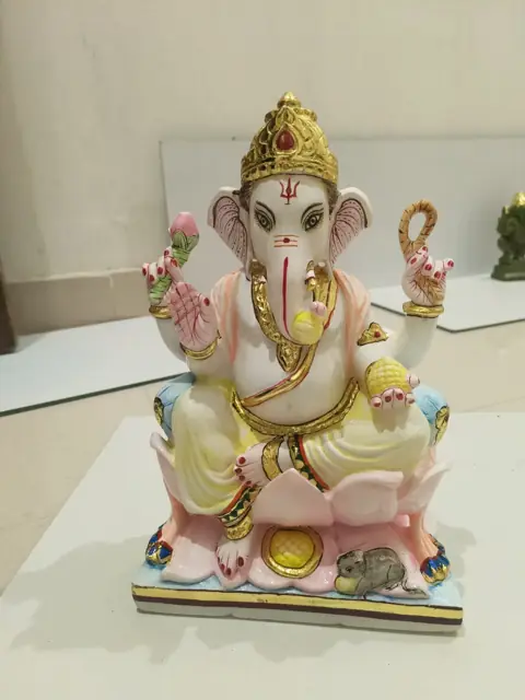 Ganesh Ji murti, front view - Raadhaye Arts murti painting work