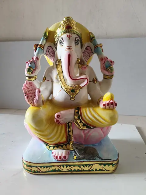 Ganesh Ji, gold crown & lotus seat