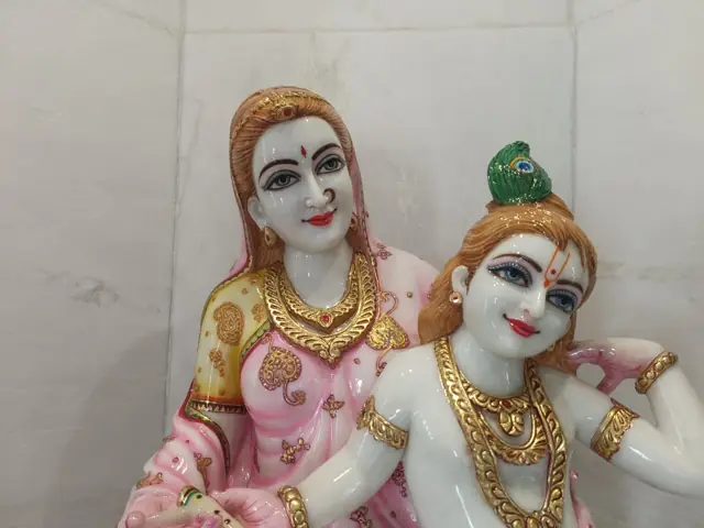Radha Krishna face detailing - Raadhaye Arts murti painting work