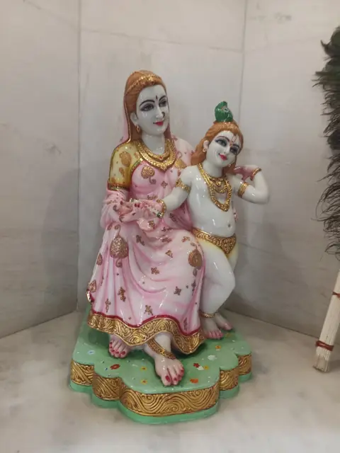 Radha Krishna, pink & gold shringar - Raadhaye Arts murti painting work