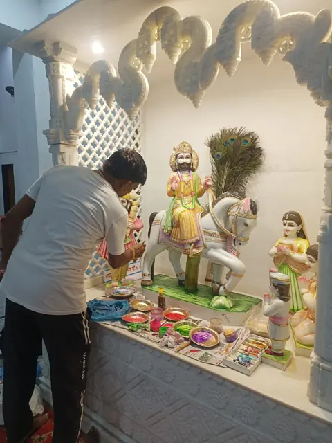 Colour work in progress - Raadhaye Arts murti painting work