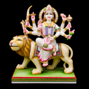 Maa Durga with Lion Marble Murti