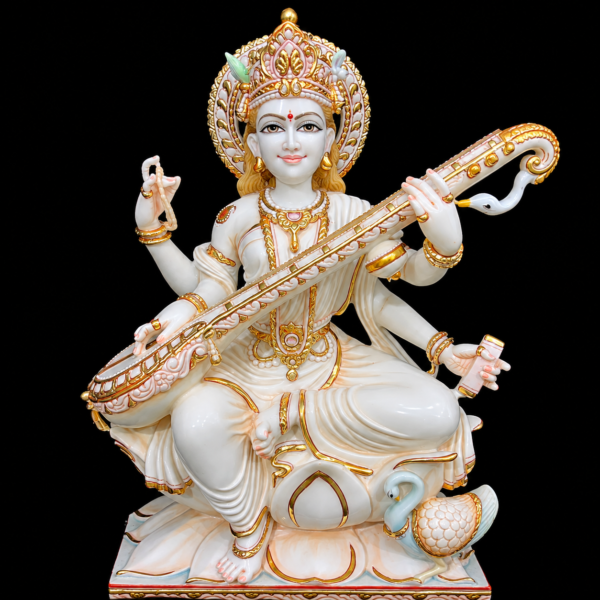 Saraswati Blessing Maa Saraswati Marble Murti