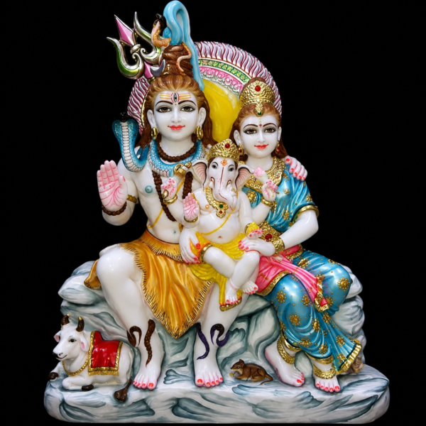 Shiv Parvati Ganesh Marble Murti
