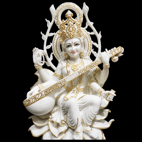 Vagdevi Maa Saraswati Marble Murti