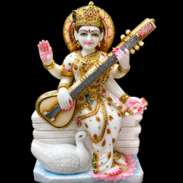 Veena Vani Maa Saraswati Marble Murti