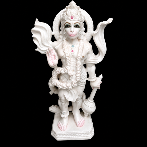 White Marble Hanuman Ji with Gada